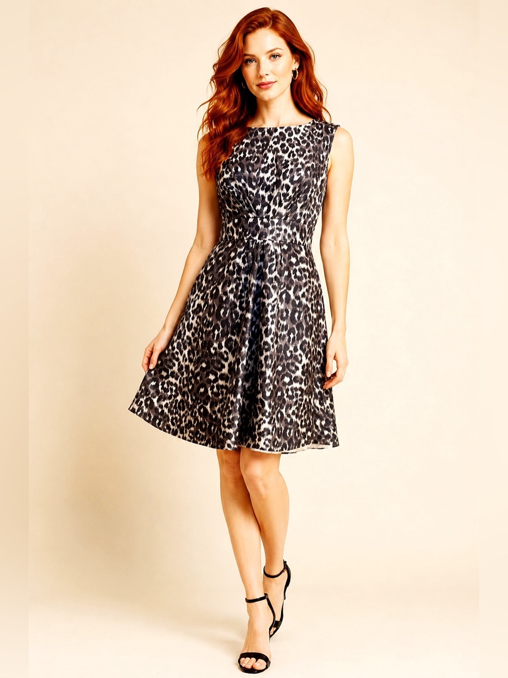 Kate ♠️ Spade Leopard Print Silk Fit & Flare Dress Size 8